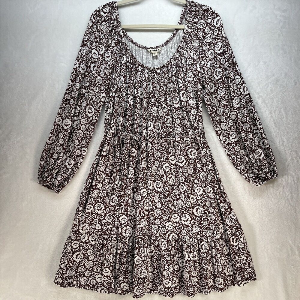 Boden Scoop Tiered Jersey Mini Dress Women’s Sz 6L Floral Boho Prairie Cottage